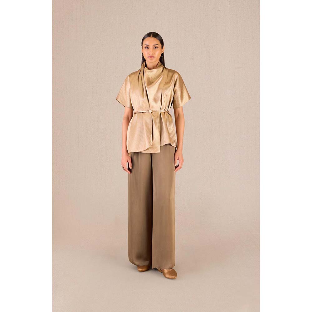 AMPM Usra Gold Textured Tunic and Palazzo (Set of 3)