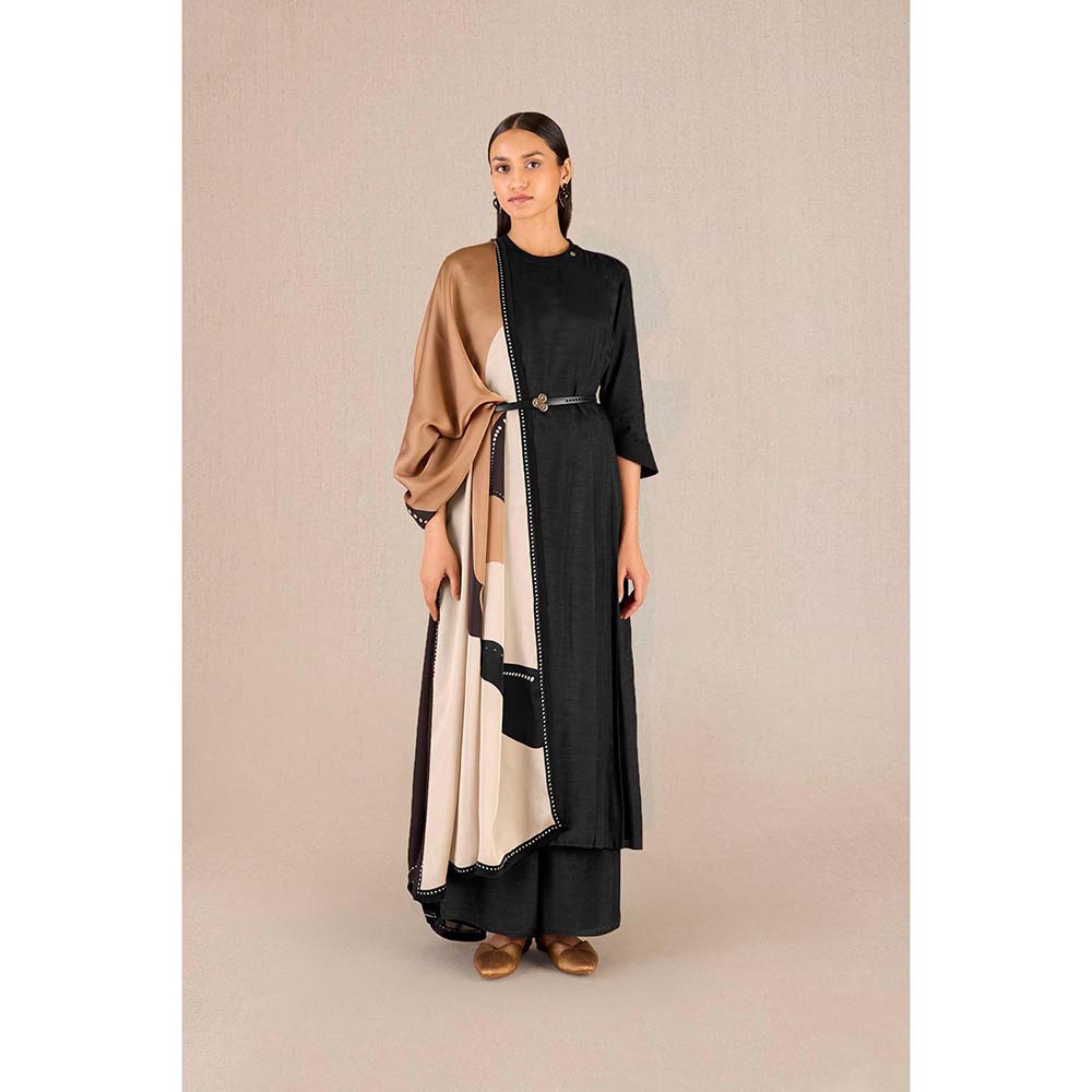 AMPM Saimah Black Printed Kurta with Palazzo and Dupatta (Set of 3)