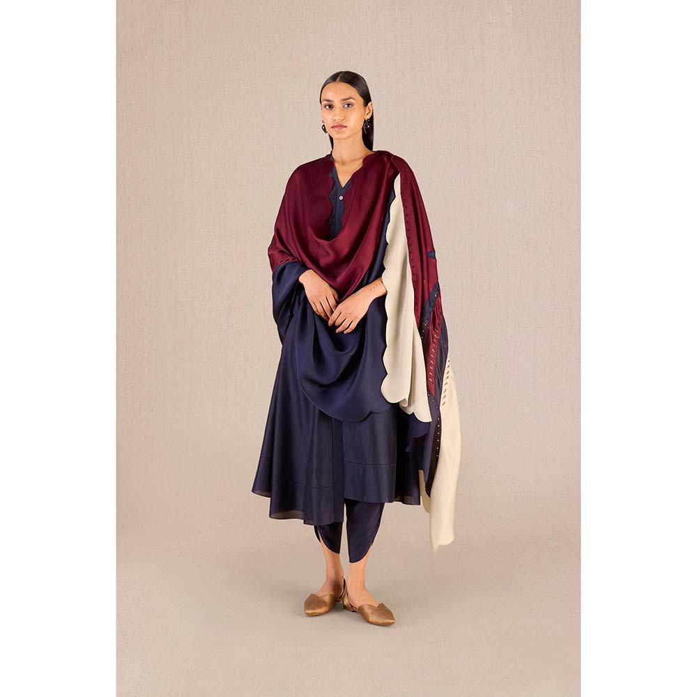 AMPM Hidaya Navy Printed Kurta with Dhoti and Dupatta (Set of 3)