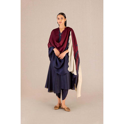 AMPM Hidaya Navy Printed Kurta with Dhoti and Dupatta (Set of 3)