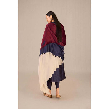 AMPM Hidaya Navy Printed Kurta with Dhoti and Dupatta (Set of 3)