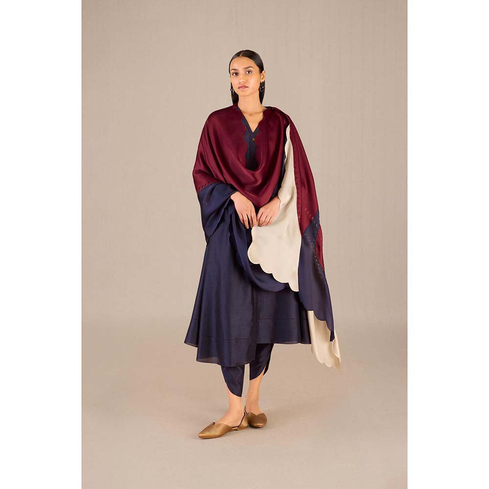 AMPM Hidaya Navy Printed Kurta with Dhoti and Dupatta (Set of 3)