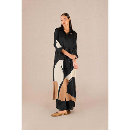 AMPM Maysa Black Printed Kurta with Inner and Palazzo (Set of 3)