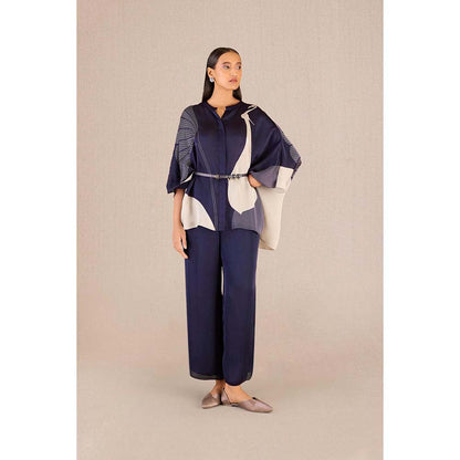 AMPM Navy Blue Iha Printed Shirt with Pant and Belt (Set of 3)