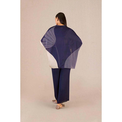 AMPM Navy Blue Iha Printed Shirt with Pant and Belt (Set of 3)