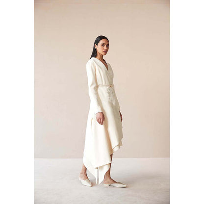 AMPM White Marwa Jacket with Top, Skirt and Belt (Set of 4)