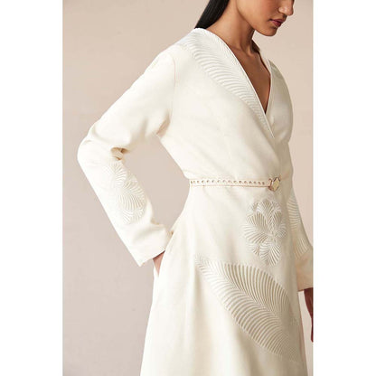 AMPM White Marwa Jacket with Top, Skirt and Belt (Set of 4)