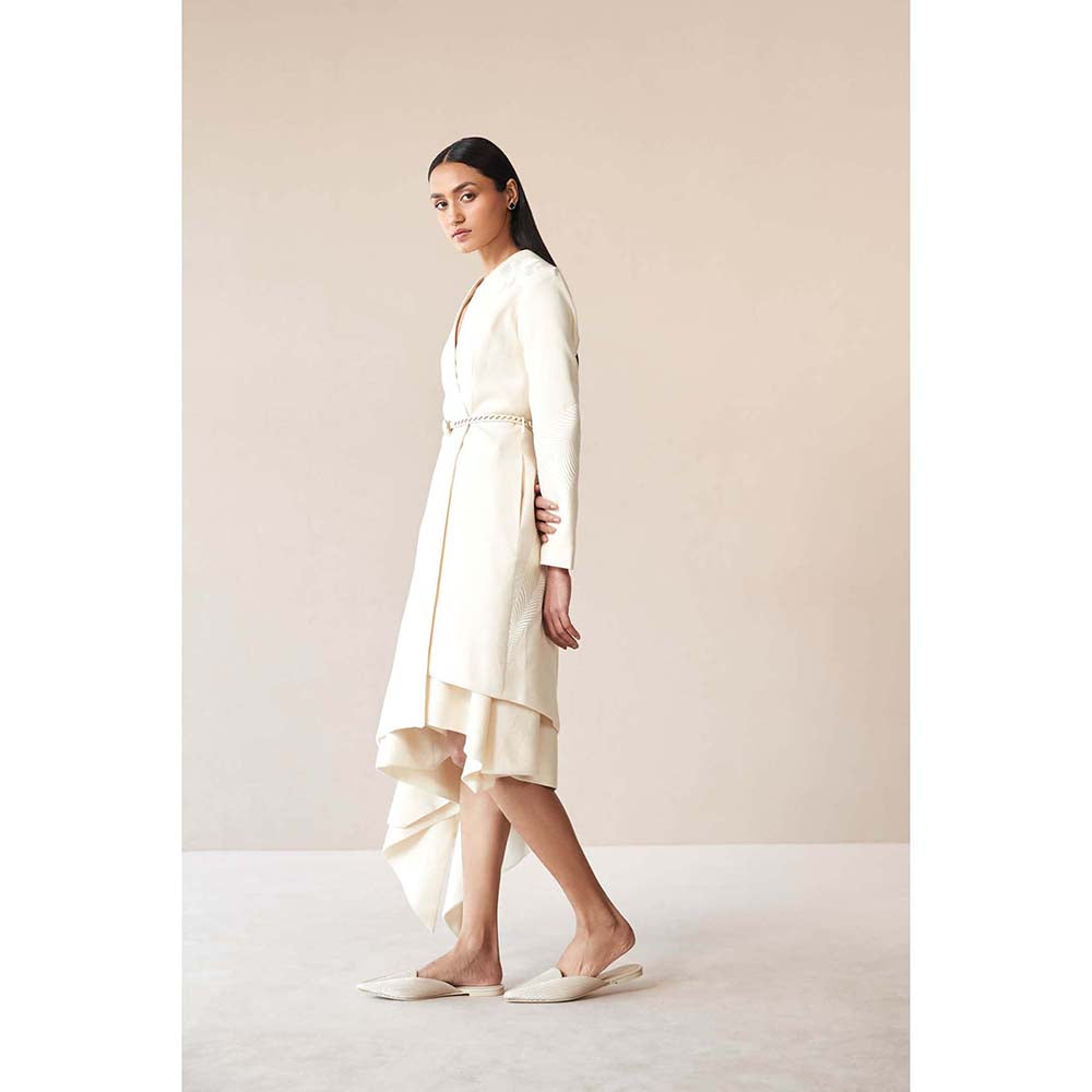 AMPM White Marwa Jacket with Top, Skirt and Belt (Set of 4)