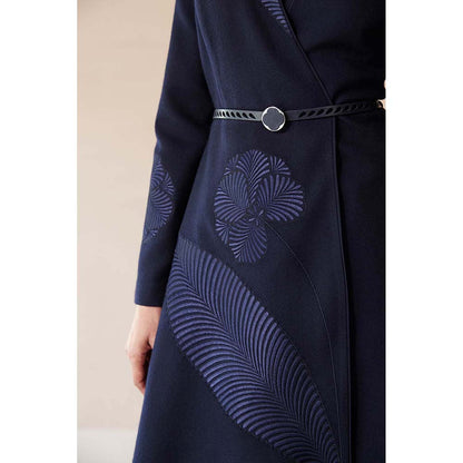 AMPM Navy Blue Marwa Jacket with Top, Skirt and Belt (Set of 4)