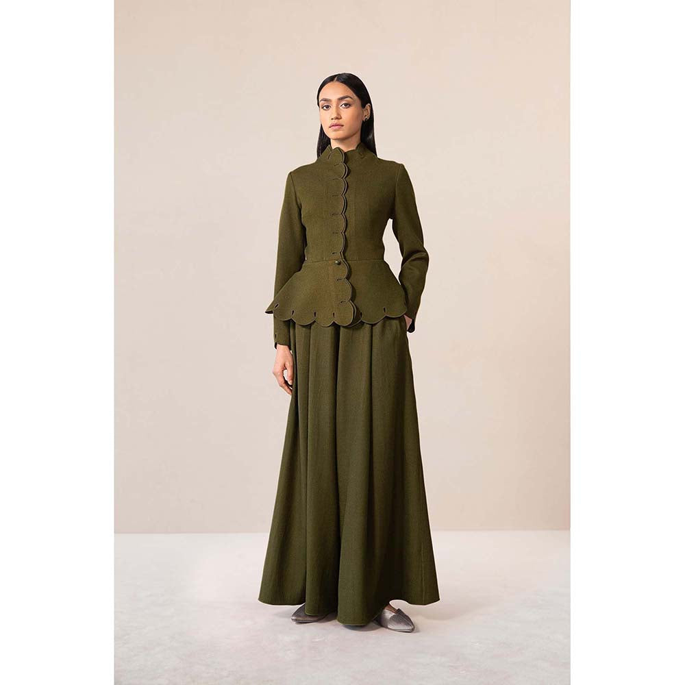 AMPM Olive Medha Jacket with Palazzo (Set of 2)