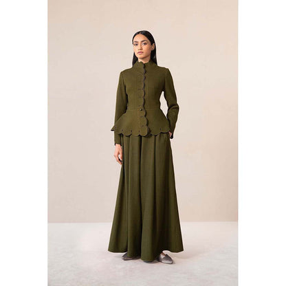 AMPM Olive Medha Jacket with Palazzo (Set of 2)