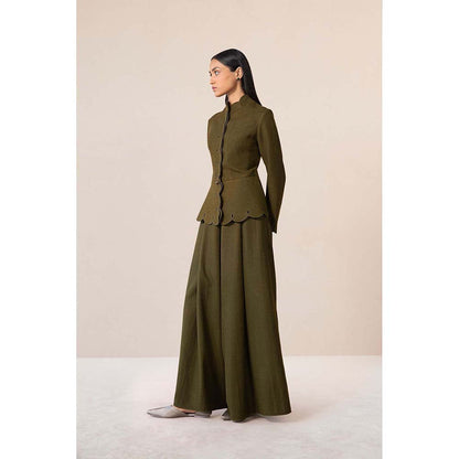 AMPM Olive Medha Jacket with Palazzo (Set of 2)