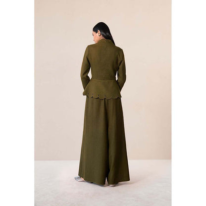 AMPM Olive Medha Jacket with Palazzo (Set of 2)