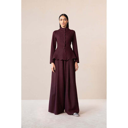 AMPM Burgundy Medha Jacket with Palazzo (Set of 2)