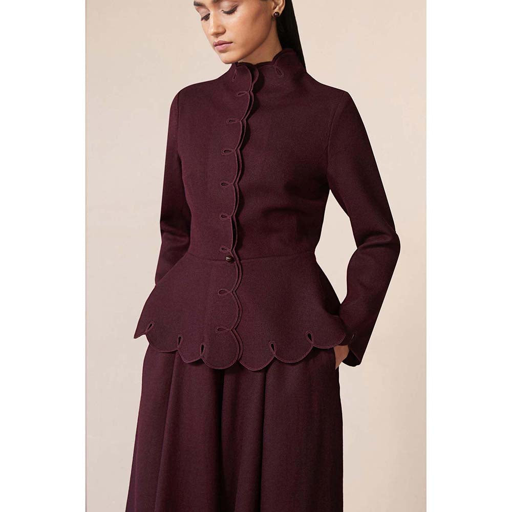 AMPM Burgundy Medha Jacket with Palazzo (Set of 2)