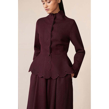 AMPM Burgundy Medha Jacket with Palazzo (Set of 2)