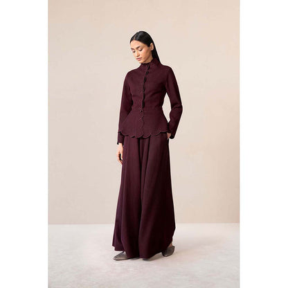 AMPM Burgundy Medha Jacket with Palazzo (Set of 2)