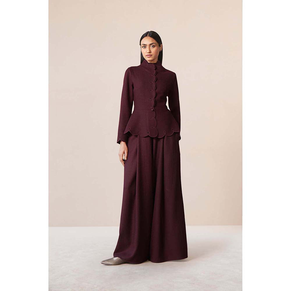 AMPM Burgundy Medha Jacket with Palazzo (Set of 2)