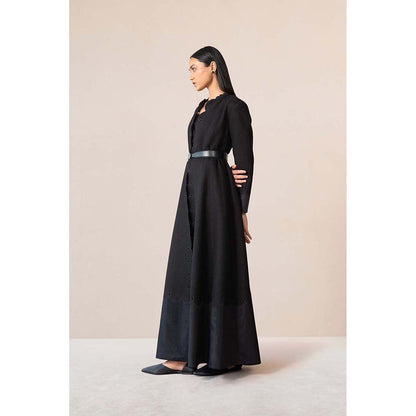 AMPM Black Veda Jacket with Inner, Pant and Belt (Set of 4)