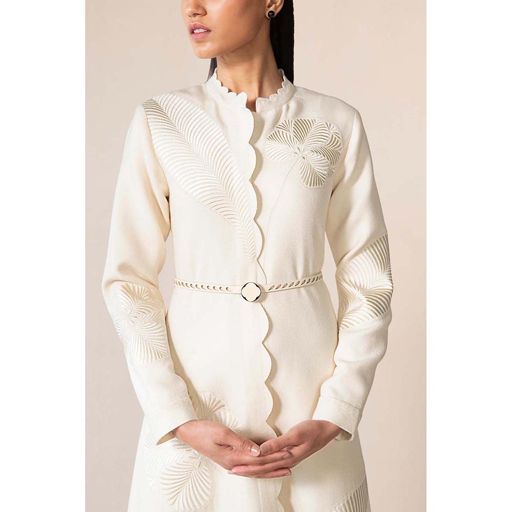 AMPM White Nahid Jacket with Belt (Set of 2)