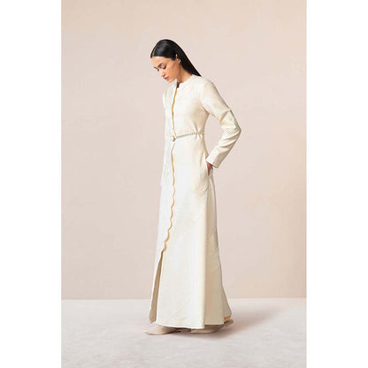 AMPM White Nahid Jacket with Belt (Set of 2)