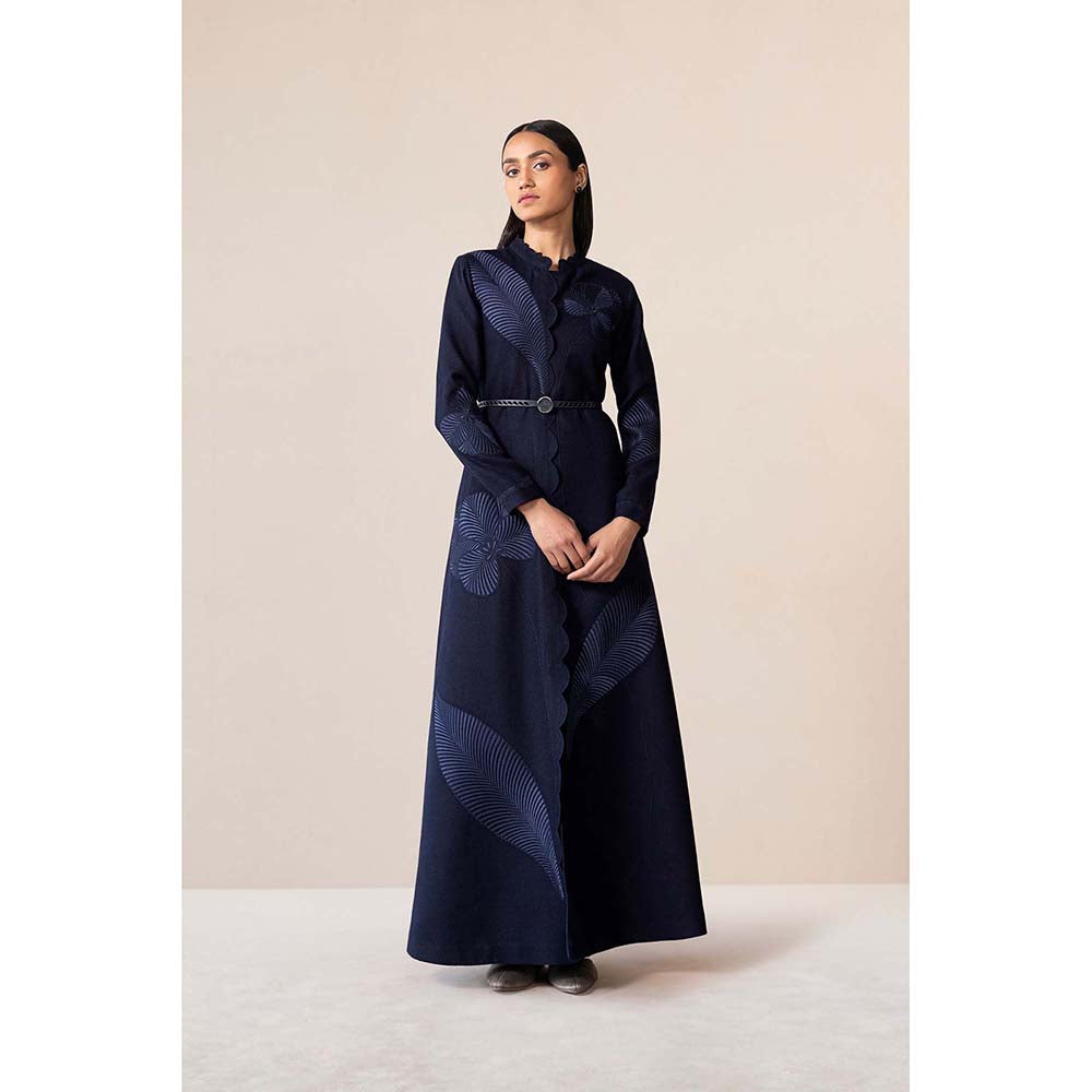 AMPM Navy Blue Nahid Jacket with Belt (Set of 2)