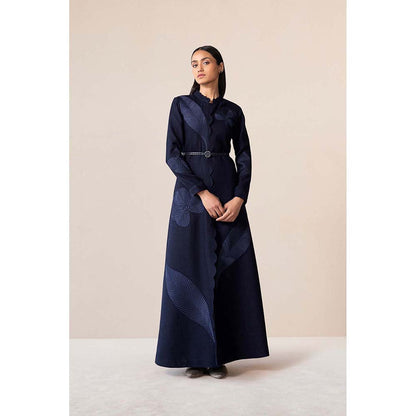 AMPM Navy Blue Nahid Jacket with Belt (Set of 2)