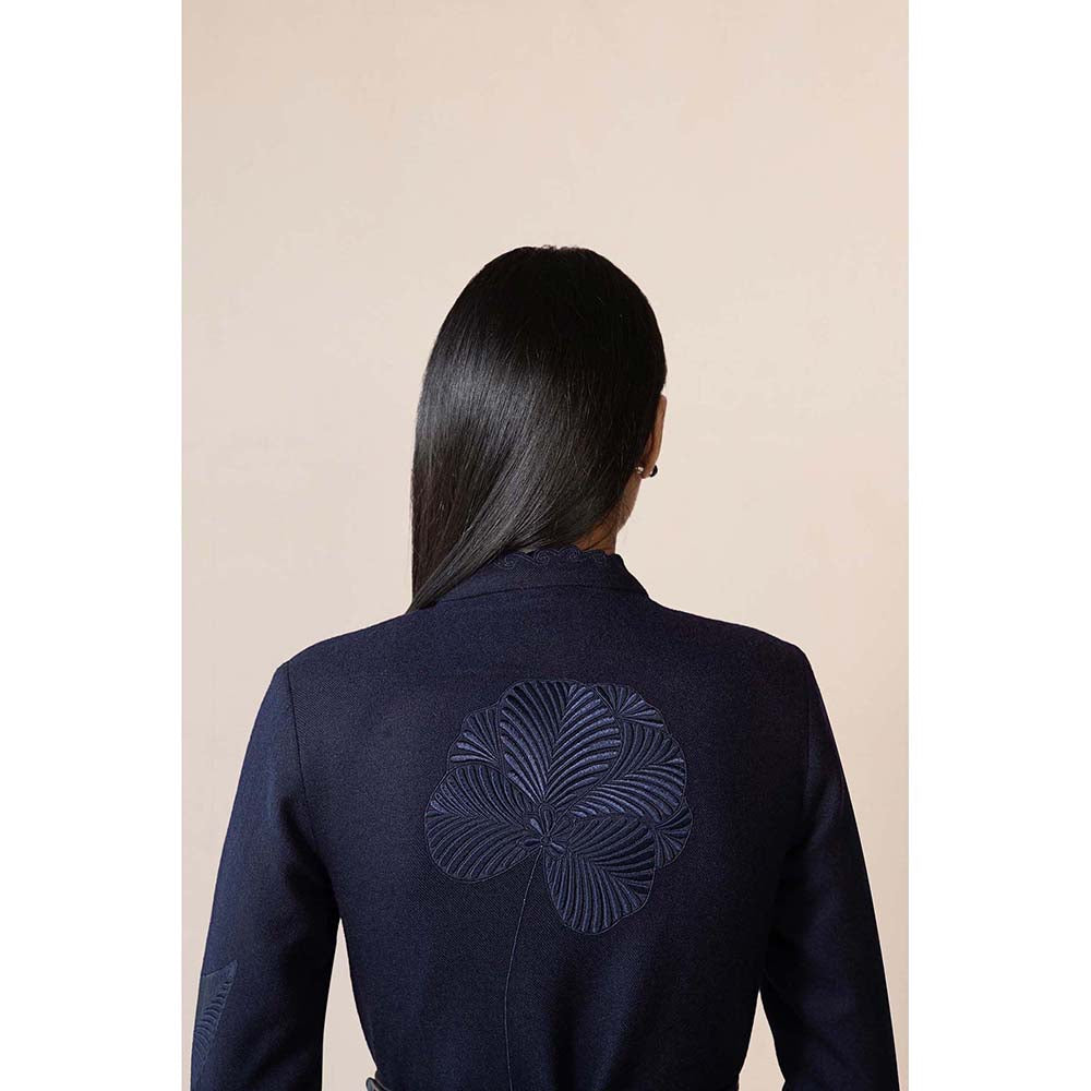 AMPM Navy Blue Nahid Jacket with Belt (Set of 2)