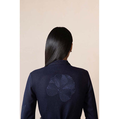 AMPM Navy Blue Nahid Jacket with Belt (Set of 2)