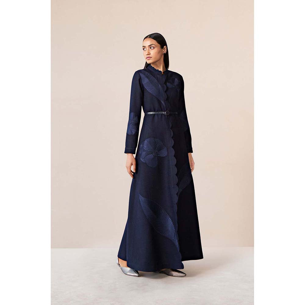 AMPM Navy Blue Nahid Jacket with Belt (Set of 2)