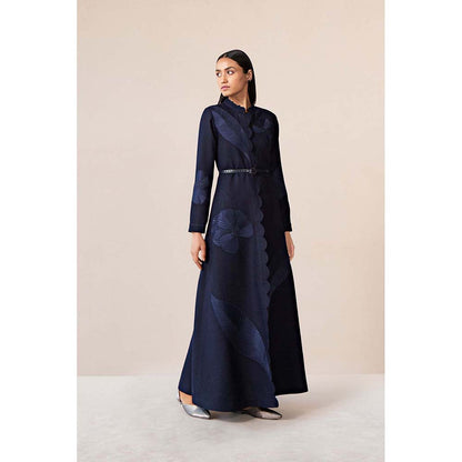 AMPM Navy Blue Nahid Jacket with Belt (Set of 2)