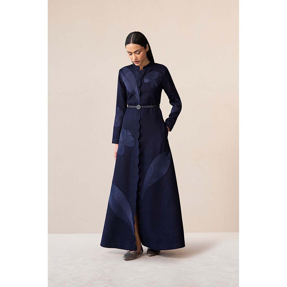AMPM Navy Blue Nahid Jacket with Belt (Set of 2)