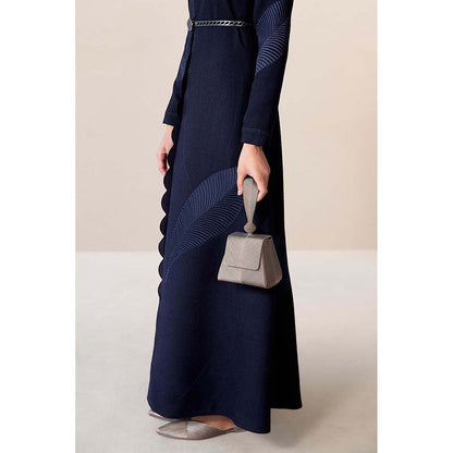 AMPM Navy Blue Nahid Jacket with Belt (Set of 2)