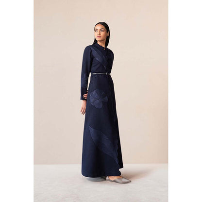 AMPM Navy Blue Nahid Jacket with Belt (Set of 2)