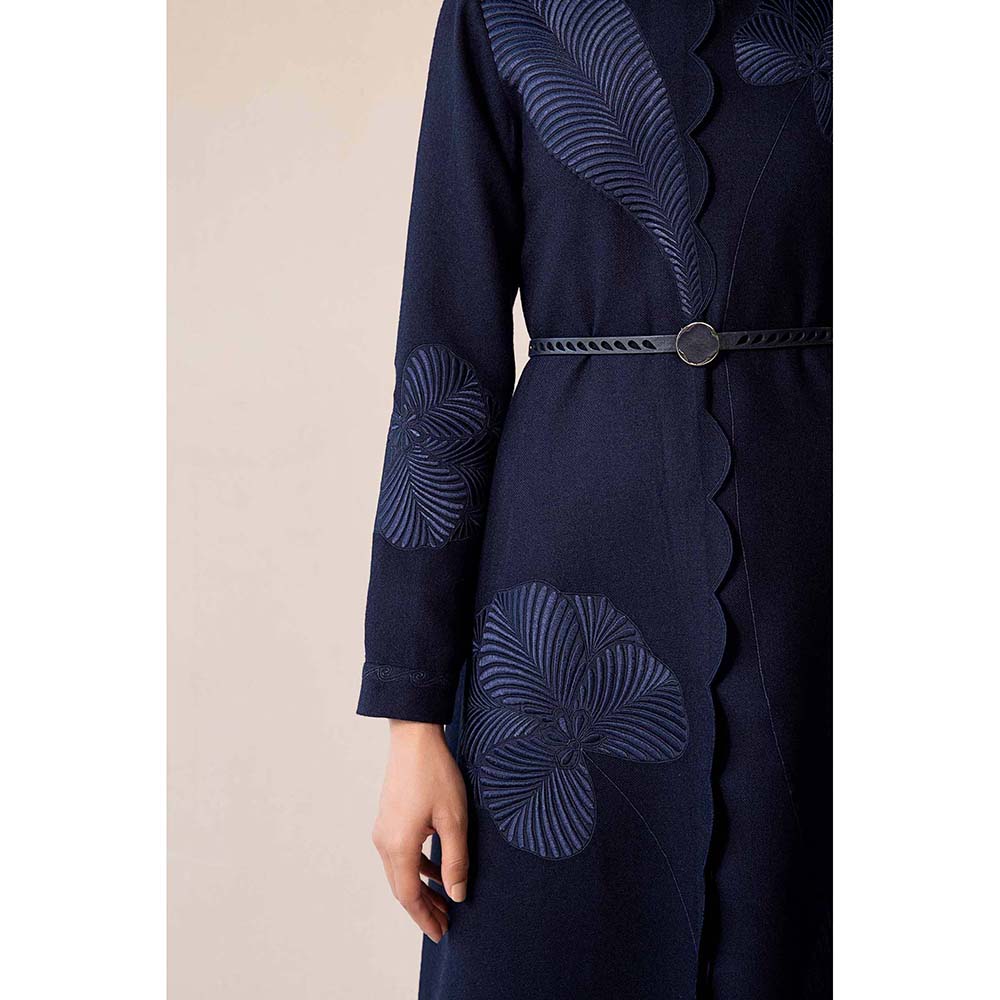 AMPM Navy Blue Nahid Jacket with Belt (Set of 2)