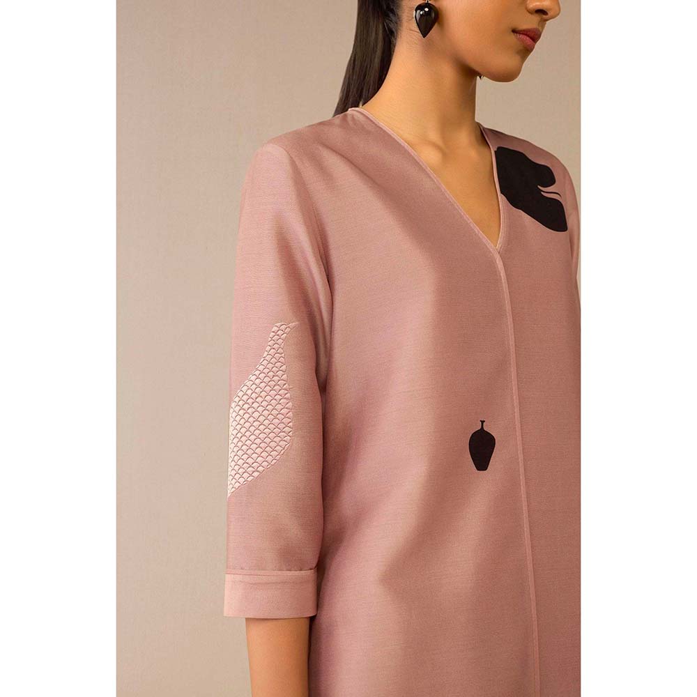 AMPM Pink Dilruba Kurta with Palazzo and Dupatta (Set of 3)