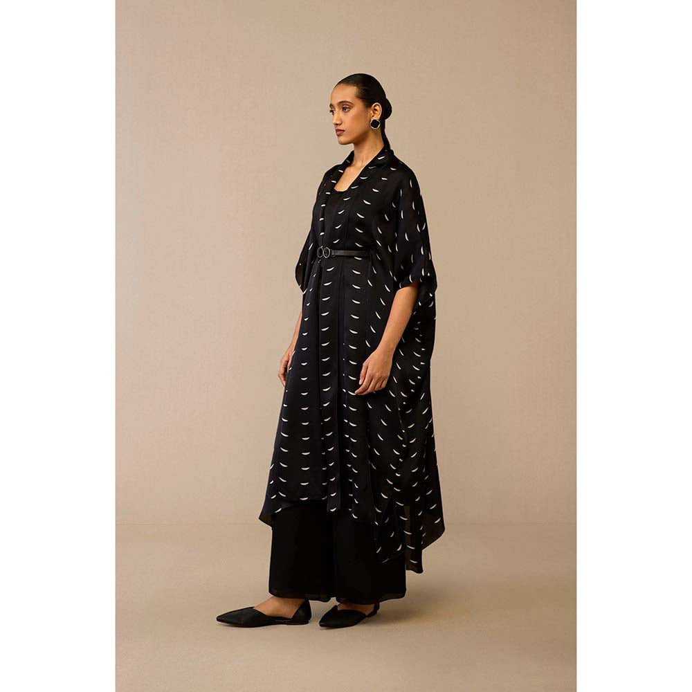 AMPM Black Dilkashi Cape with Inner, Palazzo and Belt (Set of 4)