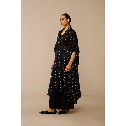 AMPM Black Dilkashi Cape with Inner, Palazzo and Belt (Set of 4)