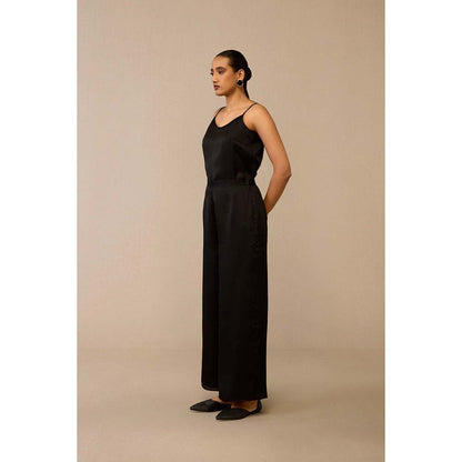 AMPM Black Dilkashi Cape with Inner, Palazzo and Belt (Set of 4)