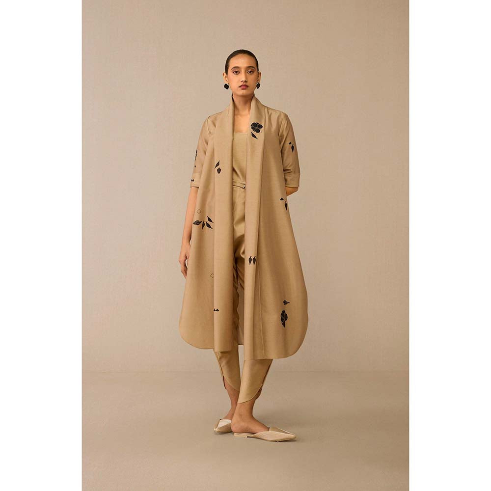 AMPM Beige Dinar Inner with Dhoti, Jacket and Belt (Set of 4)