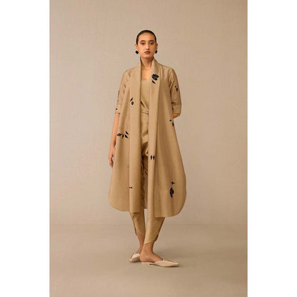 AMPM Beige Dinar Inner with Dhoti, Jacket and Belt (Set of 4)