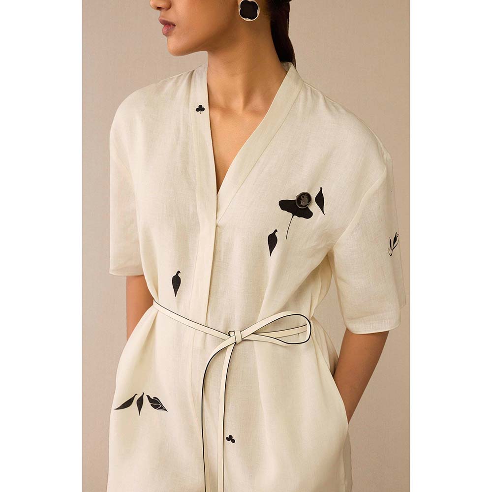 AMPM Ivory Dilsoz Jumpsuit with Belt (Set of 2)
