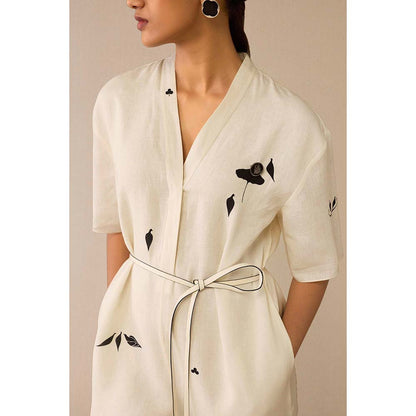 AMPM Ivory Dilsoz Jumpsuit with Belt (Set of 2)