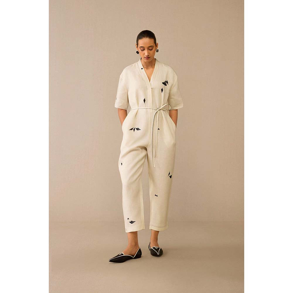 AMPM Ivory Dilsoz Jumpsuit with Belt (Set of 2)