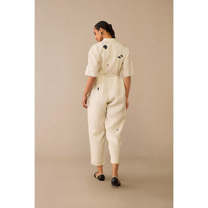 AMPM Ivory Dilsoz Jumpsuit with Belt (Set of 2)