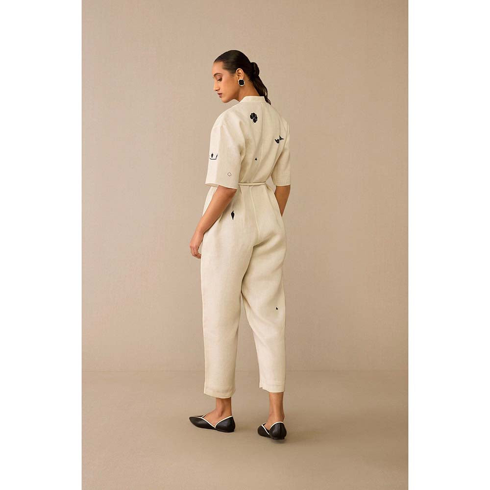 AMPM Ivory Dilsoz Jumpsuit with Belt (Set of 2)
