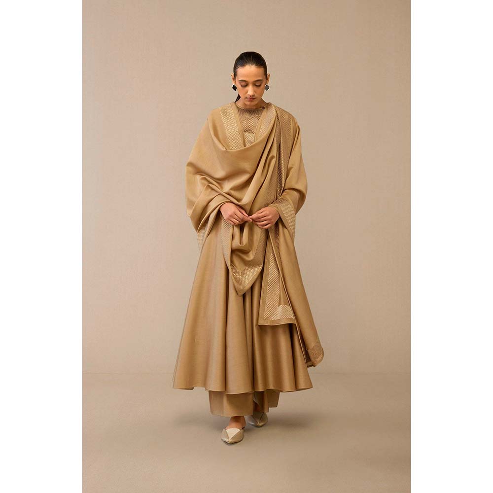 AMPM Beige Dilana Kurta with Palazzo and Dupatta (Set of 3)