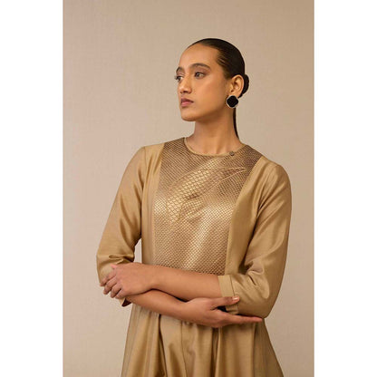 AMPM Beige Dilana Kurta with Palazzo and Dupatta (Set of 3)