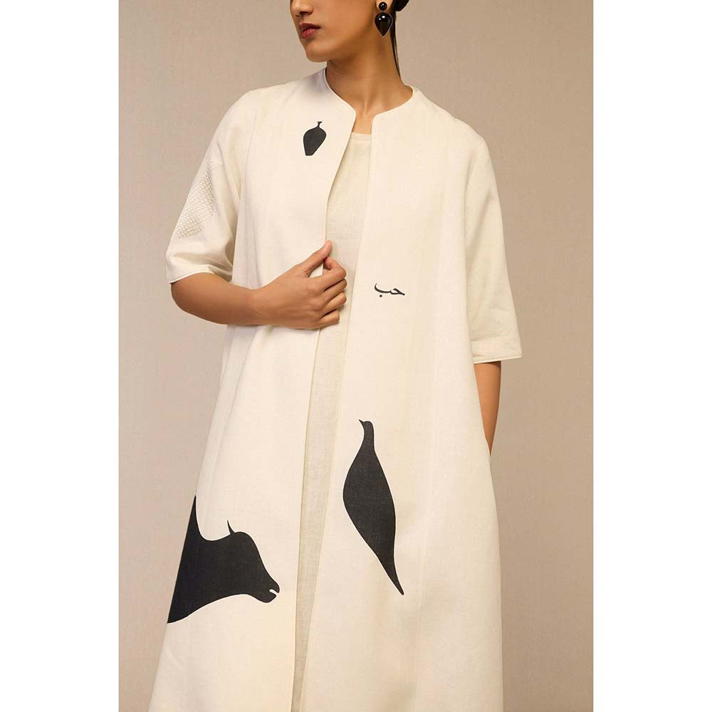 AMPM Ivory Dilzafer Jacket with Dress (Set of 2)