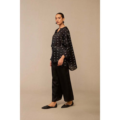 AMPM Black Dilsanjh Shirt with Palazzo and Belt (Set of 3)
